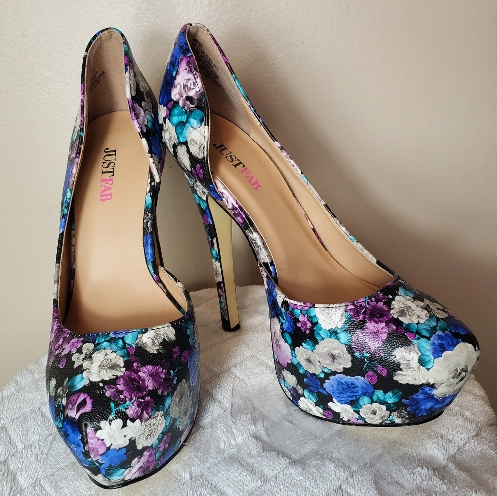 Blue & Purple Floral JustFab Heels